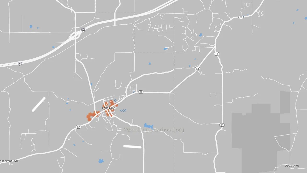 Bike Grade map of 47136, IN