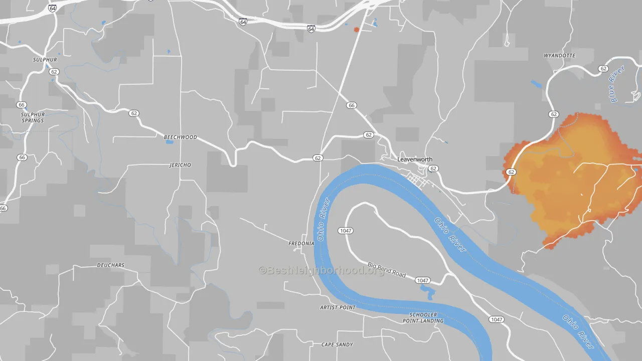 Bike Grade map of 47137, IN