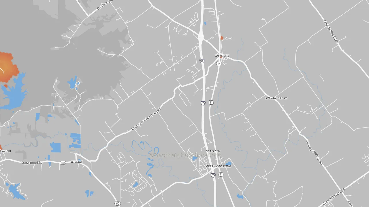 Bike Grade map of 47143, IN