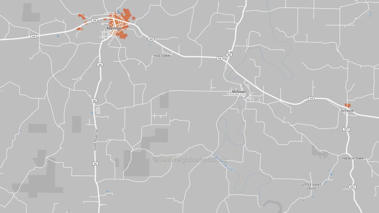 Bike Grade map of 47145, IN