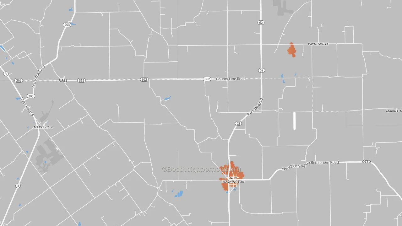 Bike Grade map of 47147, IN
