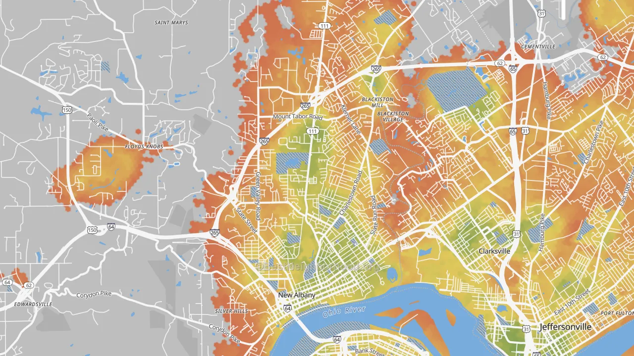 Bike Grade map of 47150, IN