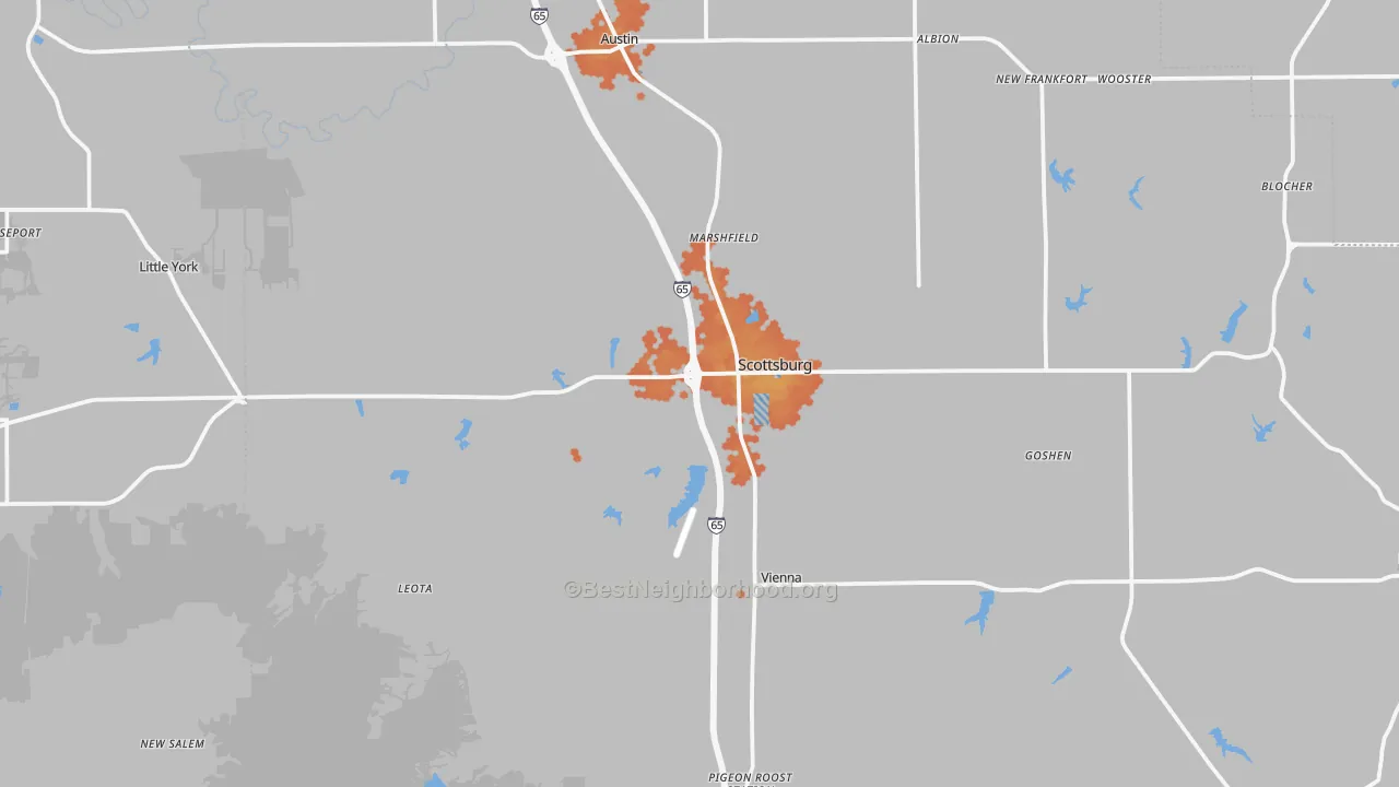 Bike Grade map of 47170, IN