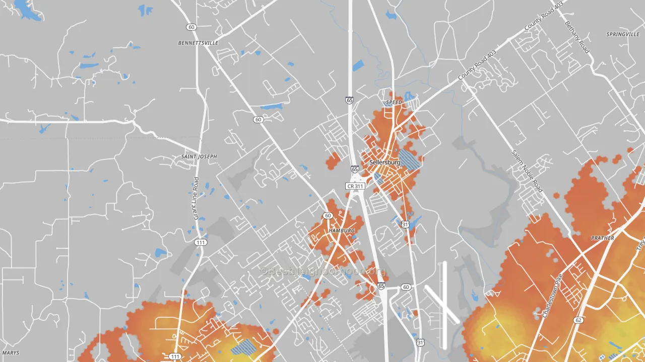 Bike Grade map of 47172, IN