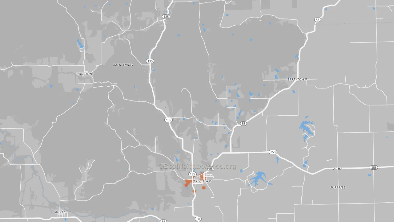 Bike Grade map of 47235, IN