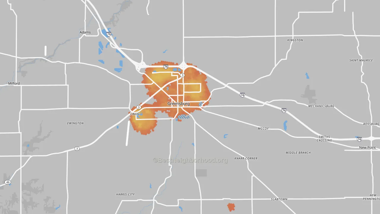 Bike Grade map of 47240, IN