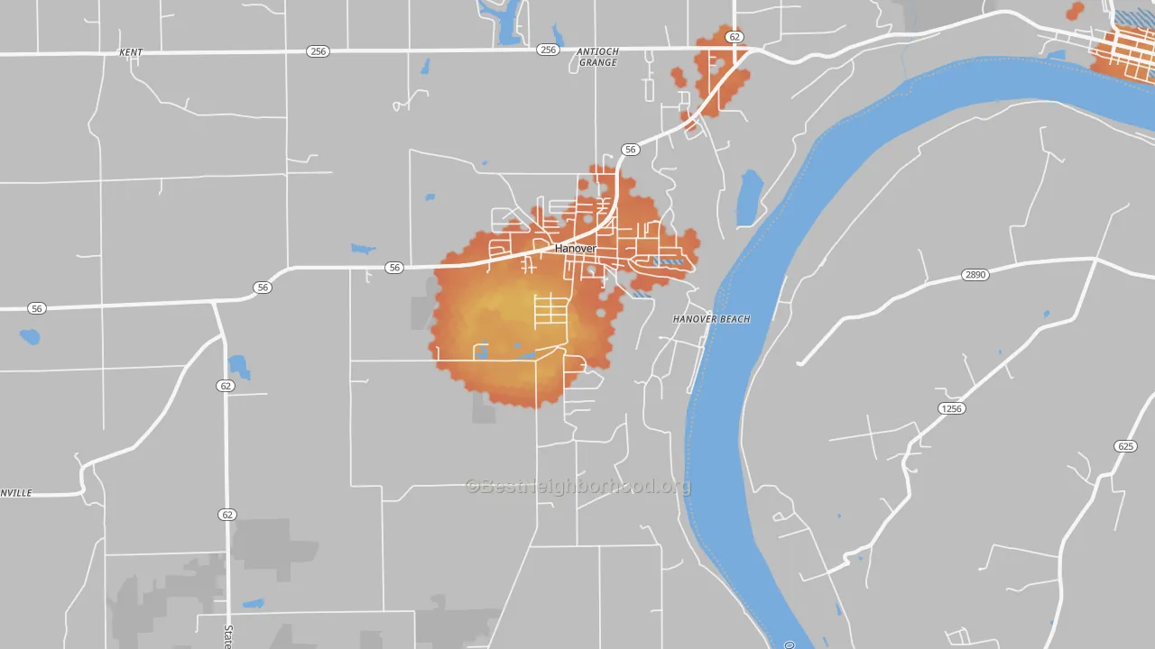 Bike Grade map of 47243, IN