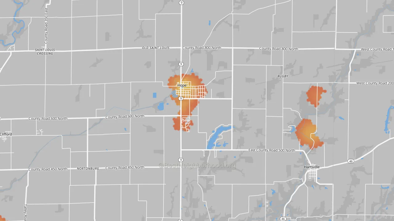 Bike Grade map of 47246, IN