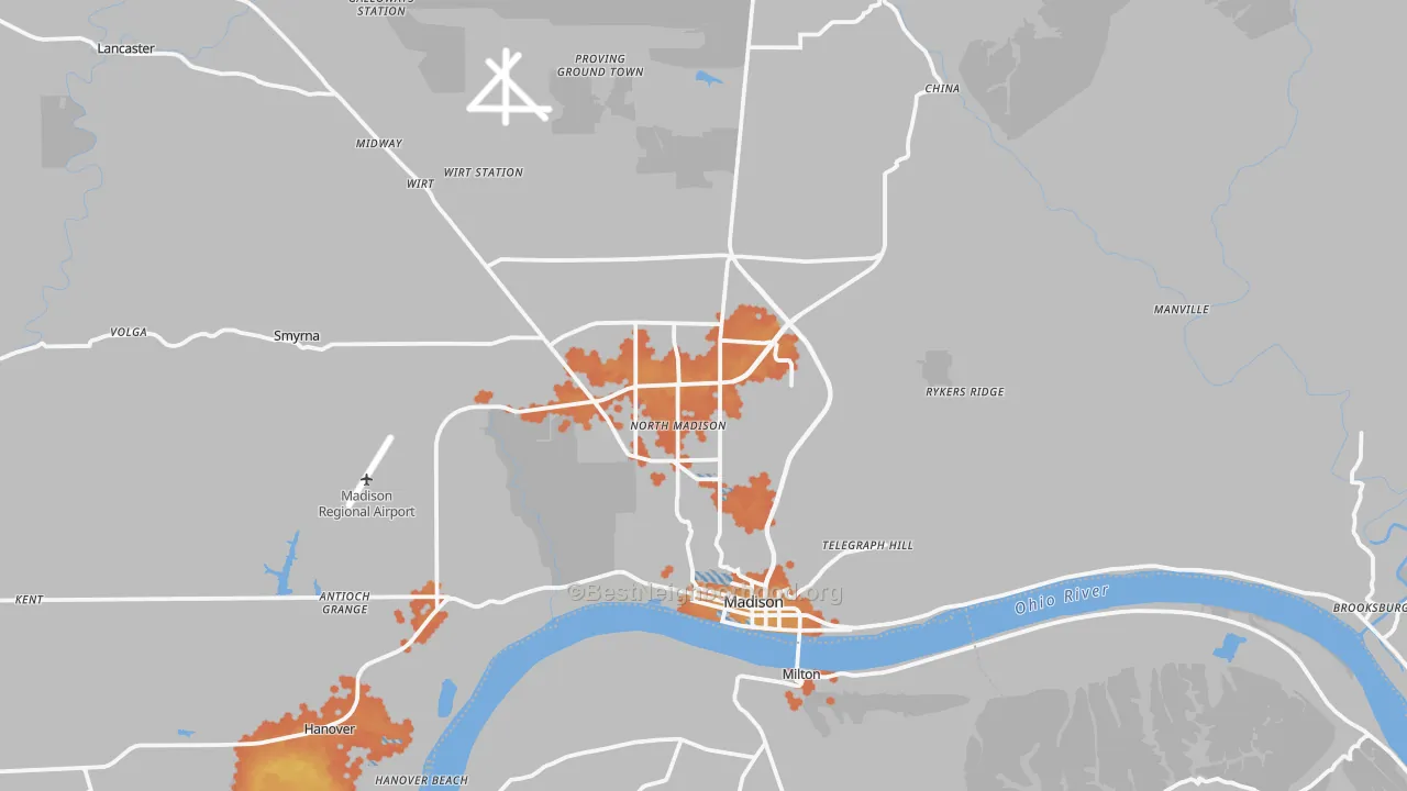 Bike Grade map of 47250, IN