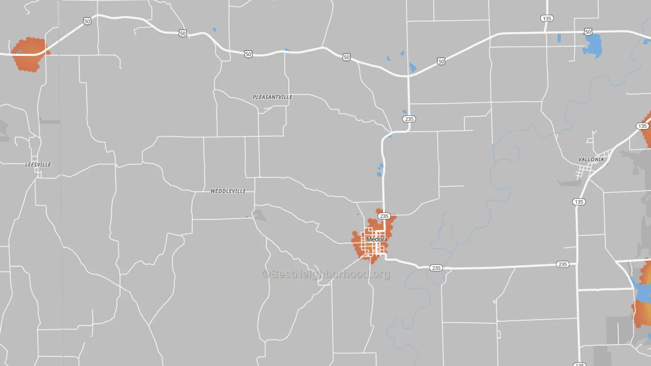 Bike Grade map of 47260, IN