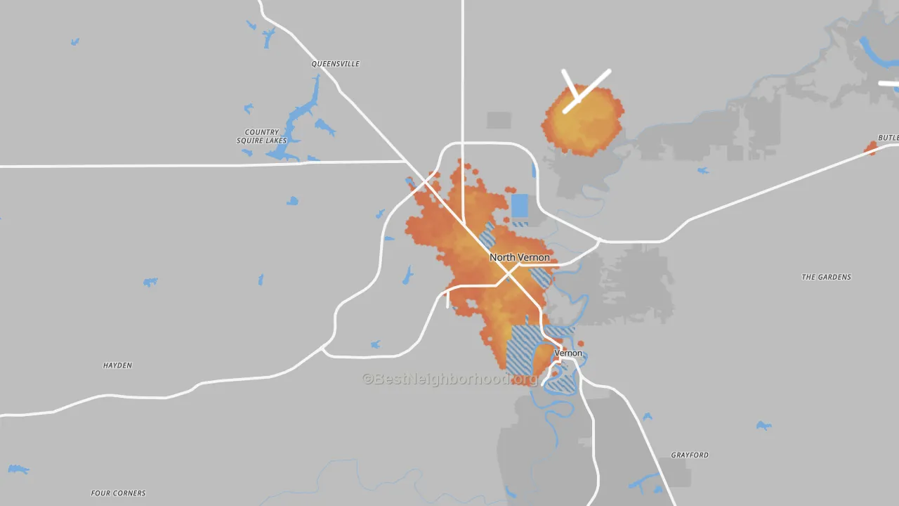 Bike Grade map of 47265, IN