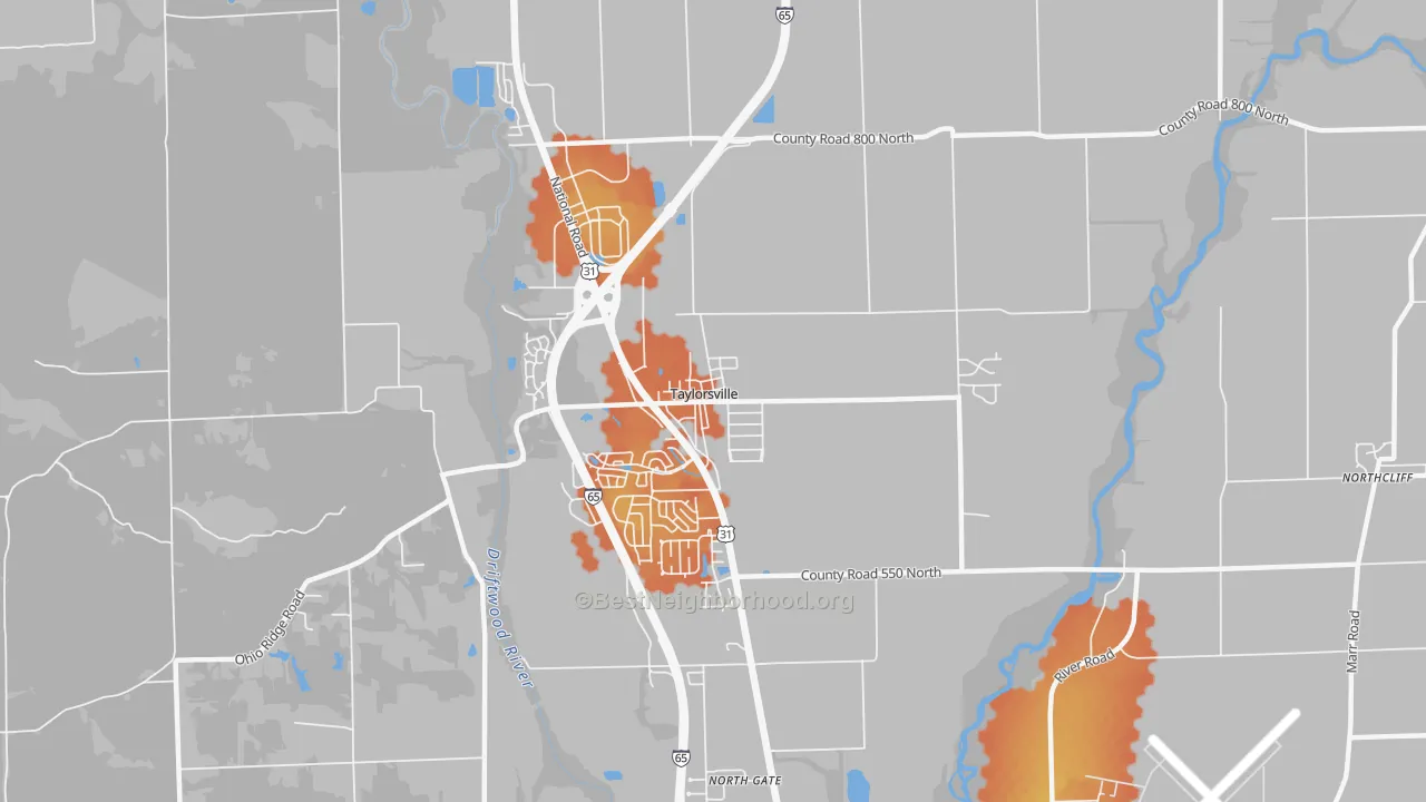 Bike Grade map of 47280, IN