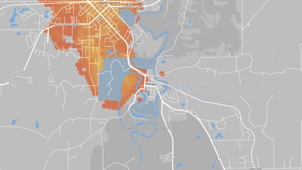 Bike Grade map of 47282, IN