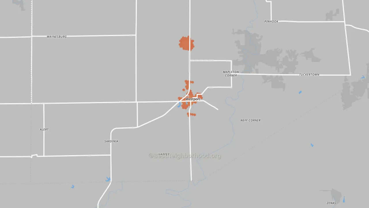 Bike Grade map of 47283, IN