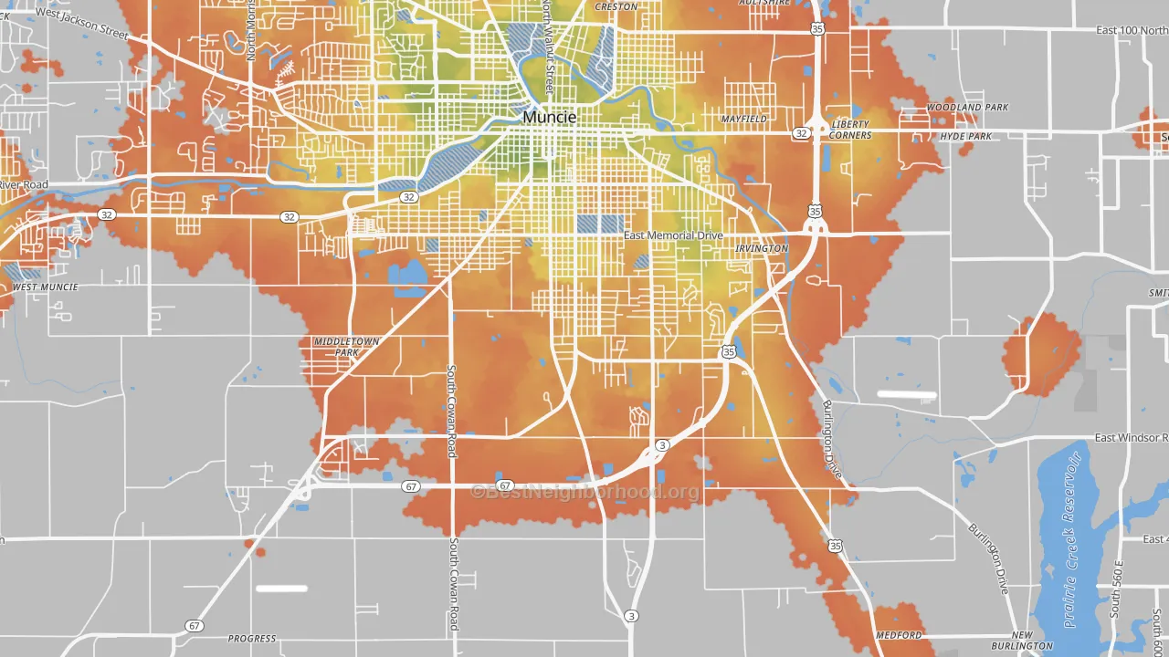 Bike Grade map of 47302, IN