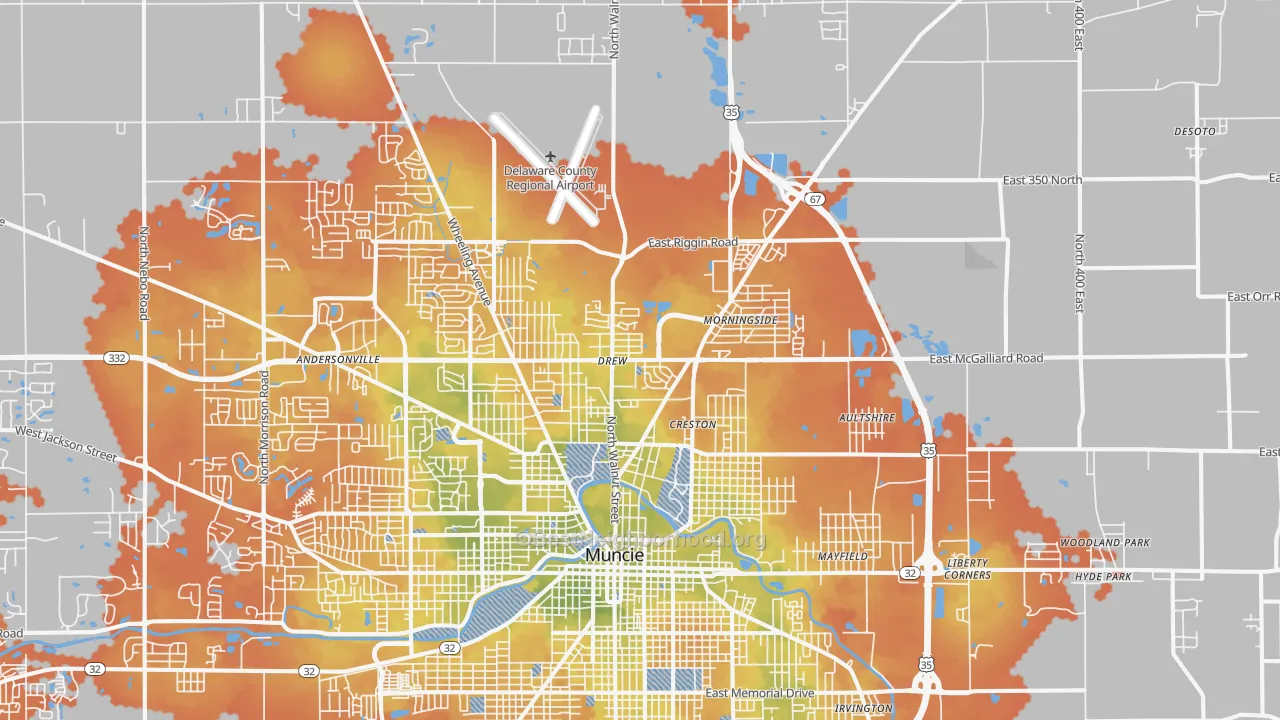 Bike Grade map of 47303, IN