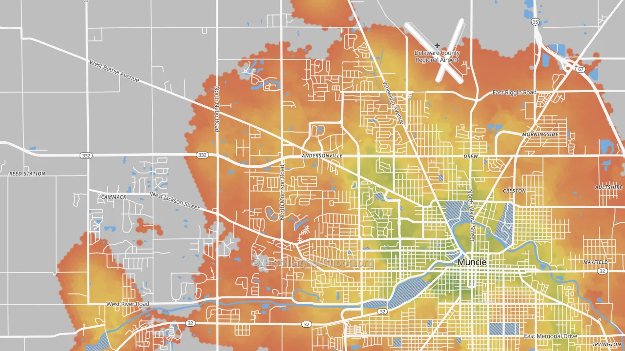 Bike Grade map of 47304, IN