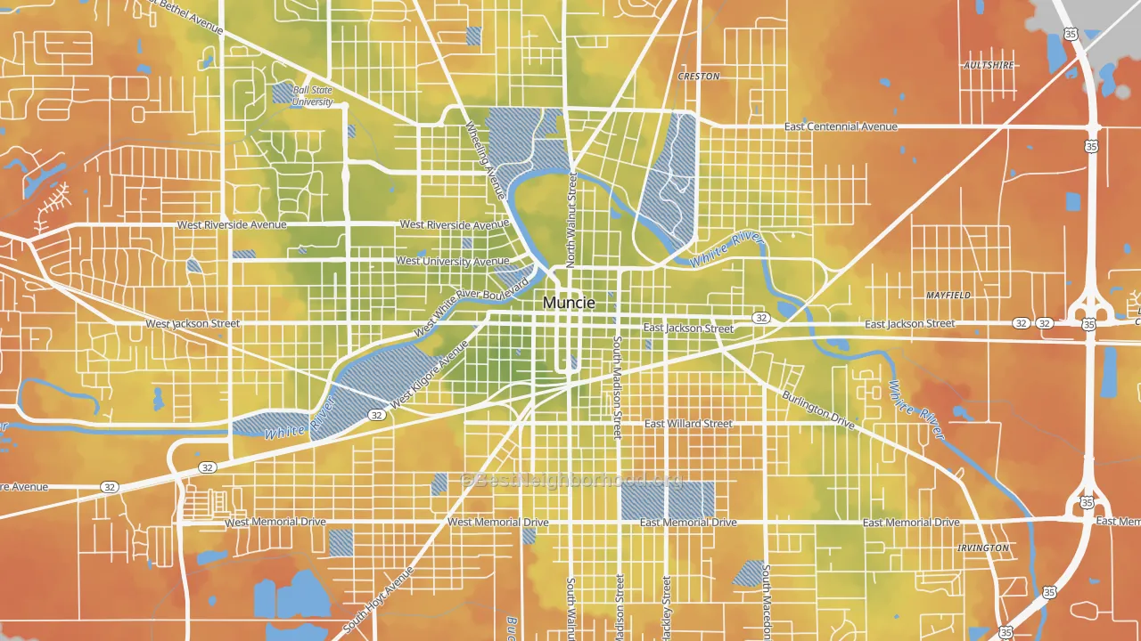 Bike Grade map of 47305, IN