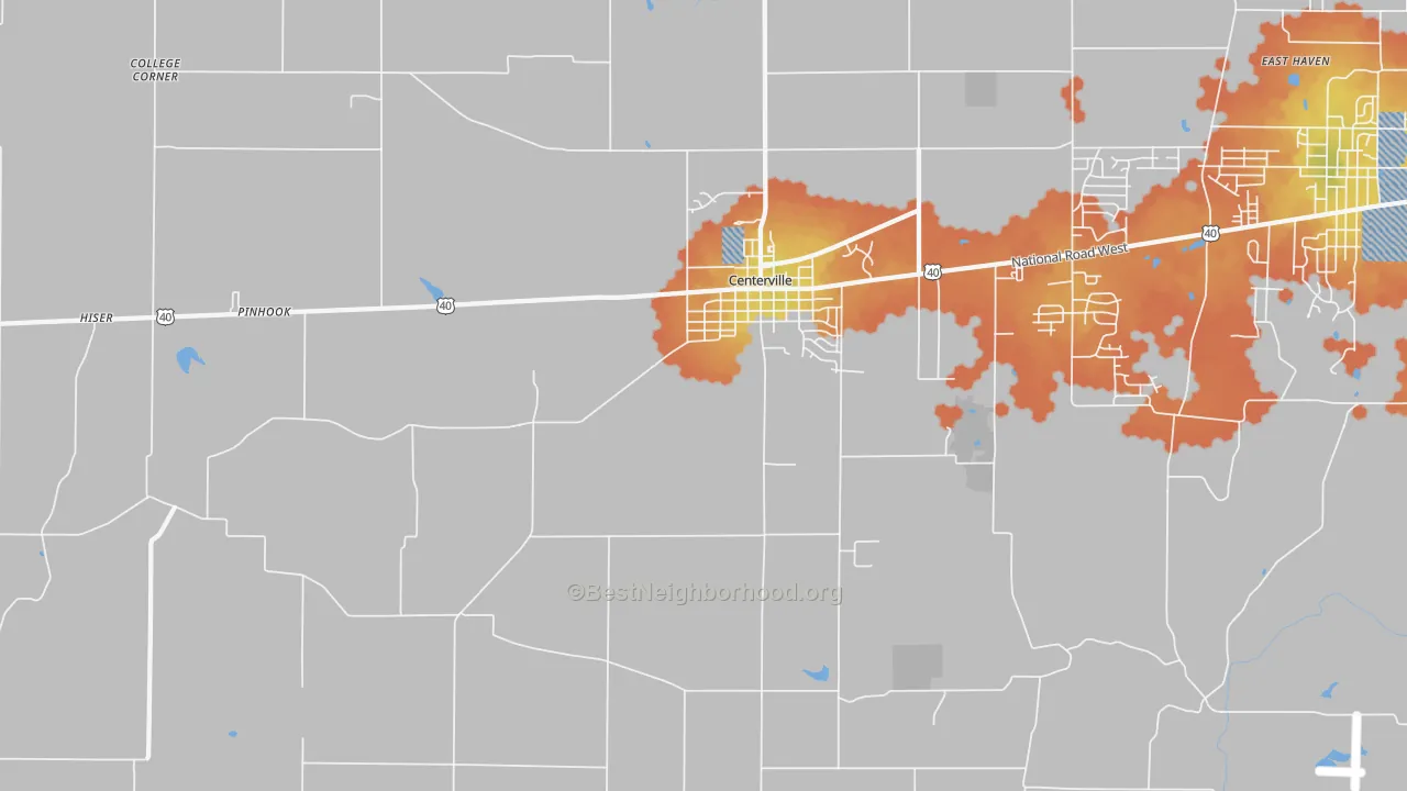 Bike Grade map of 47330, IN