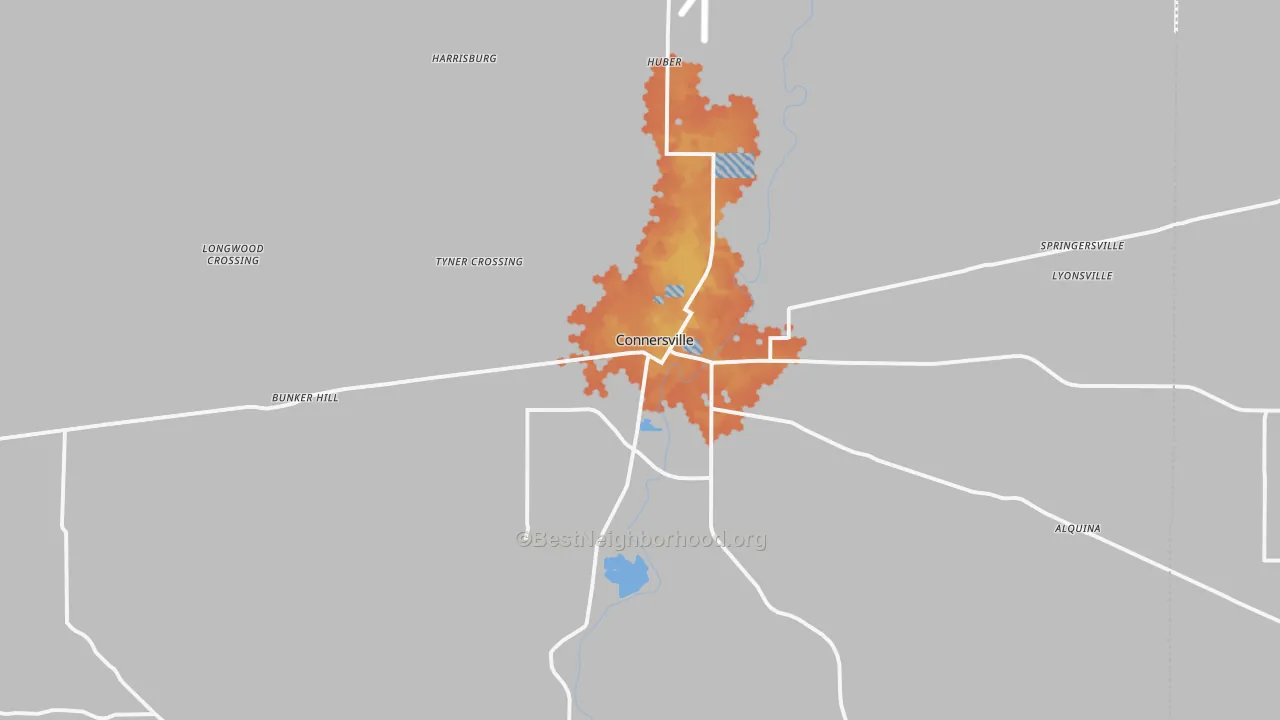Bike Grade map of 47331, IN