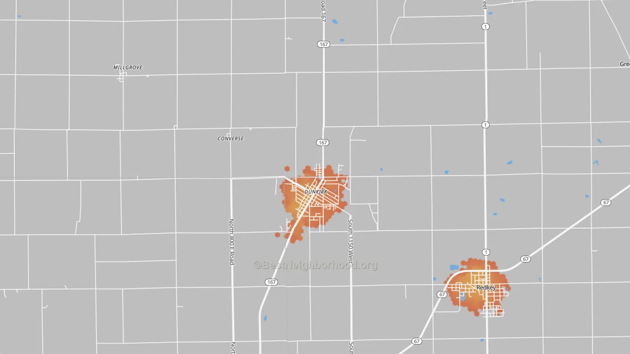 Bike Grade map of 47336, IN
