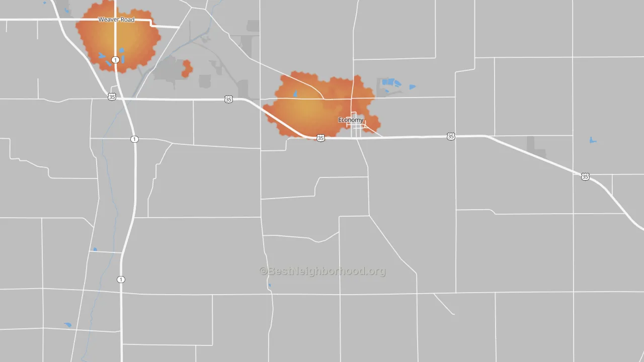 Bike Grade map of 47339, IN