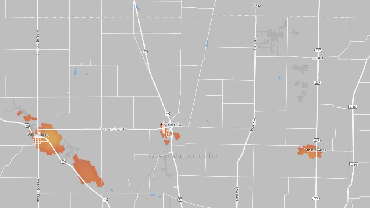 Bike Grade map of 47341, IN