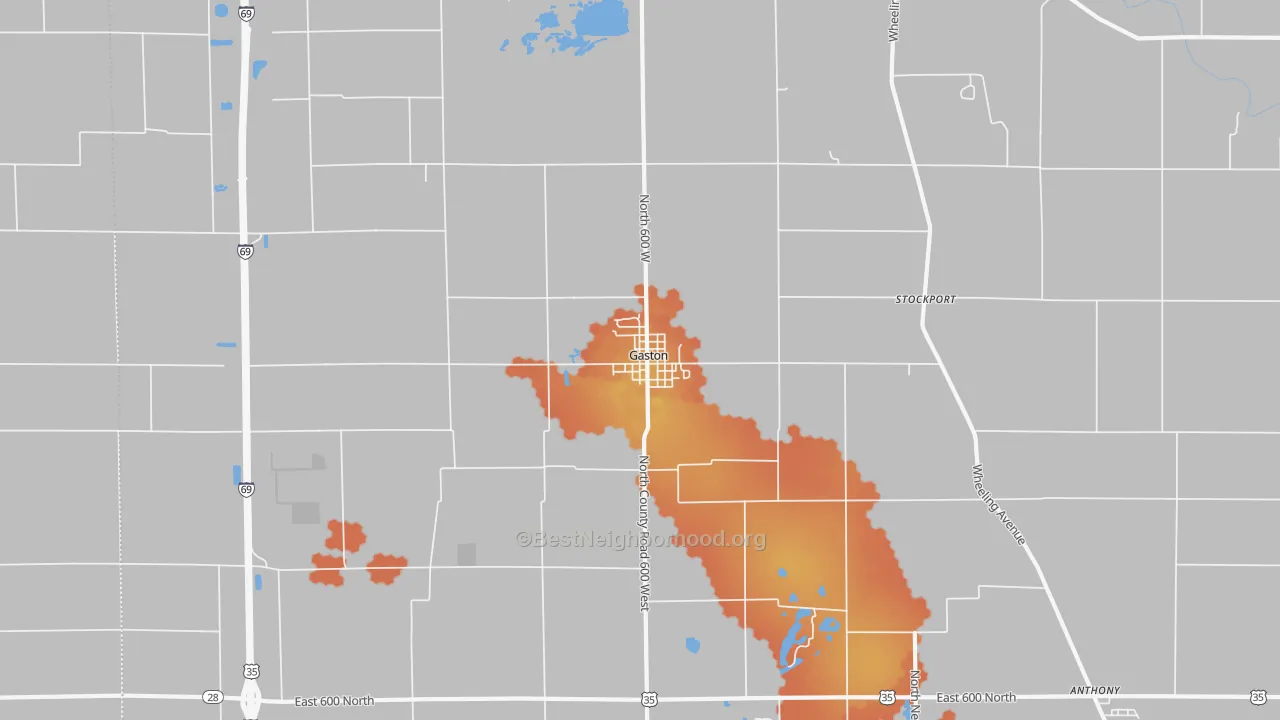 Bike Grade map of 47342, IN