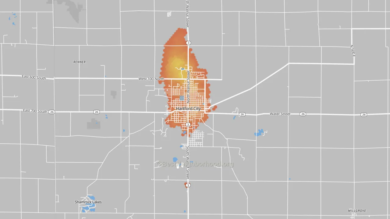 Bike Grade map of 47348, IN