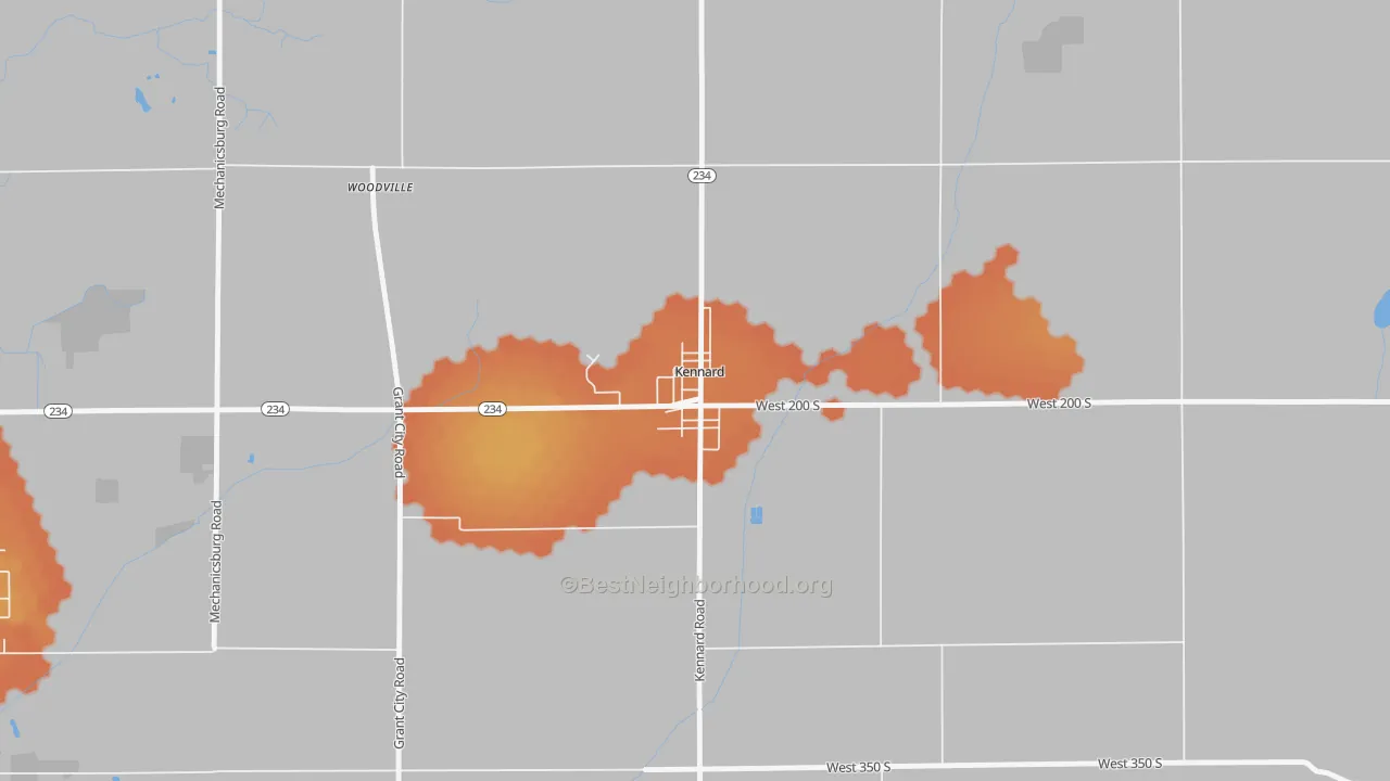 Bike Grade map of 47351, IN