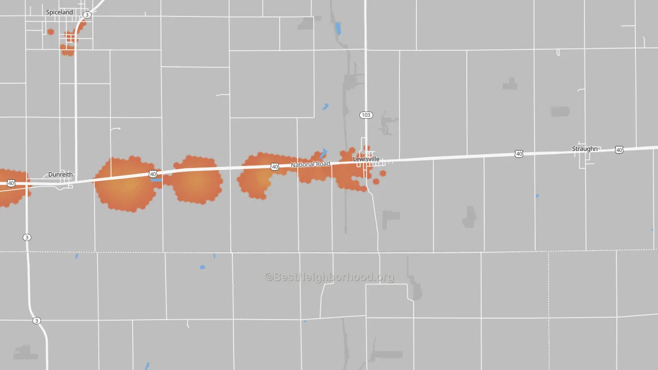 Bike Grade map of 47352, IN
