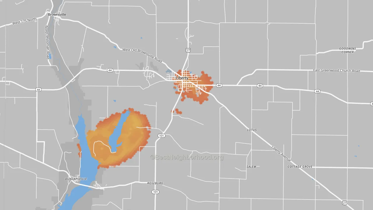 Bike Grade map of 47353, IN