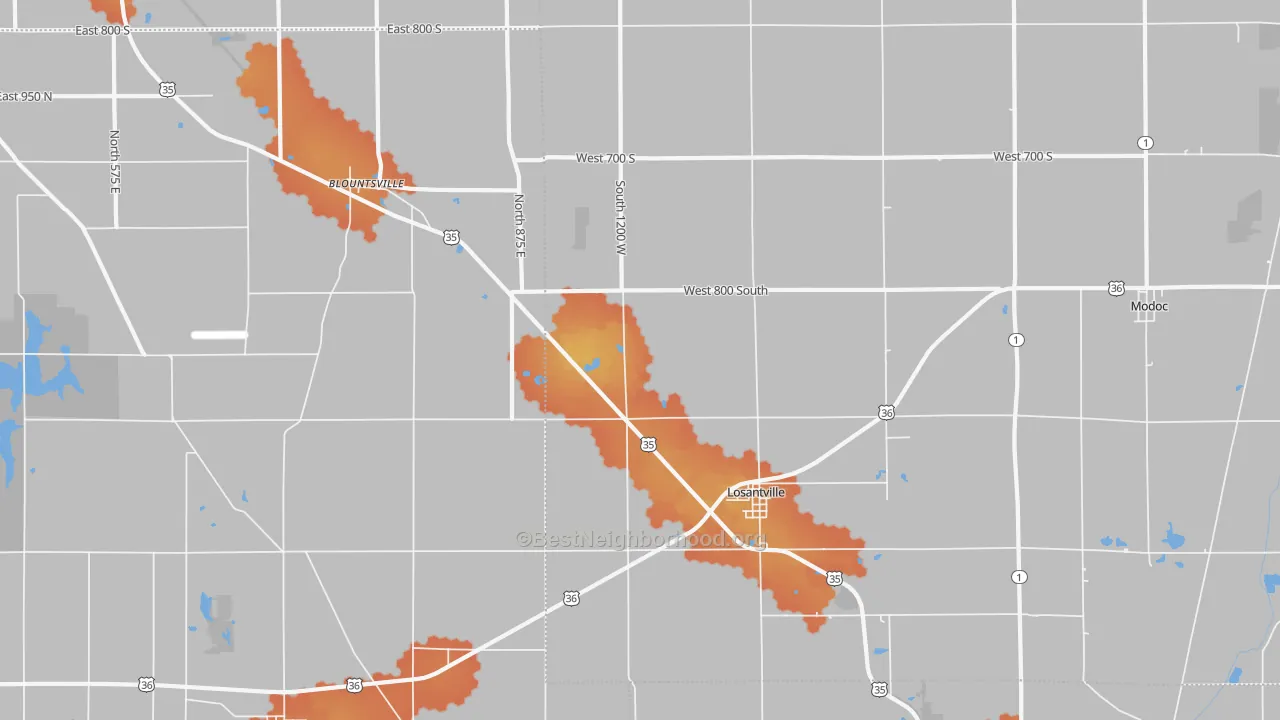 Bike Grade map of 47354, IN