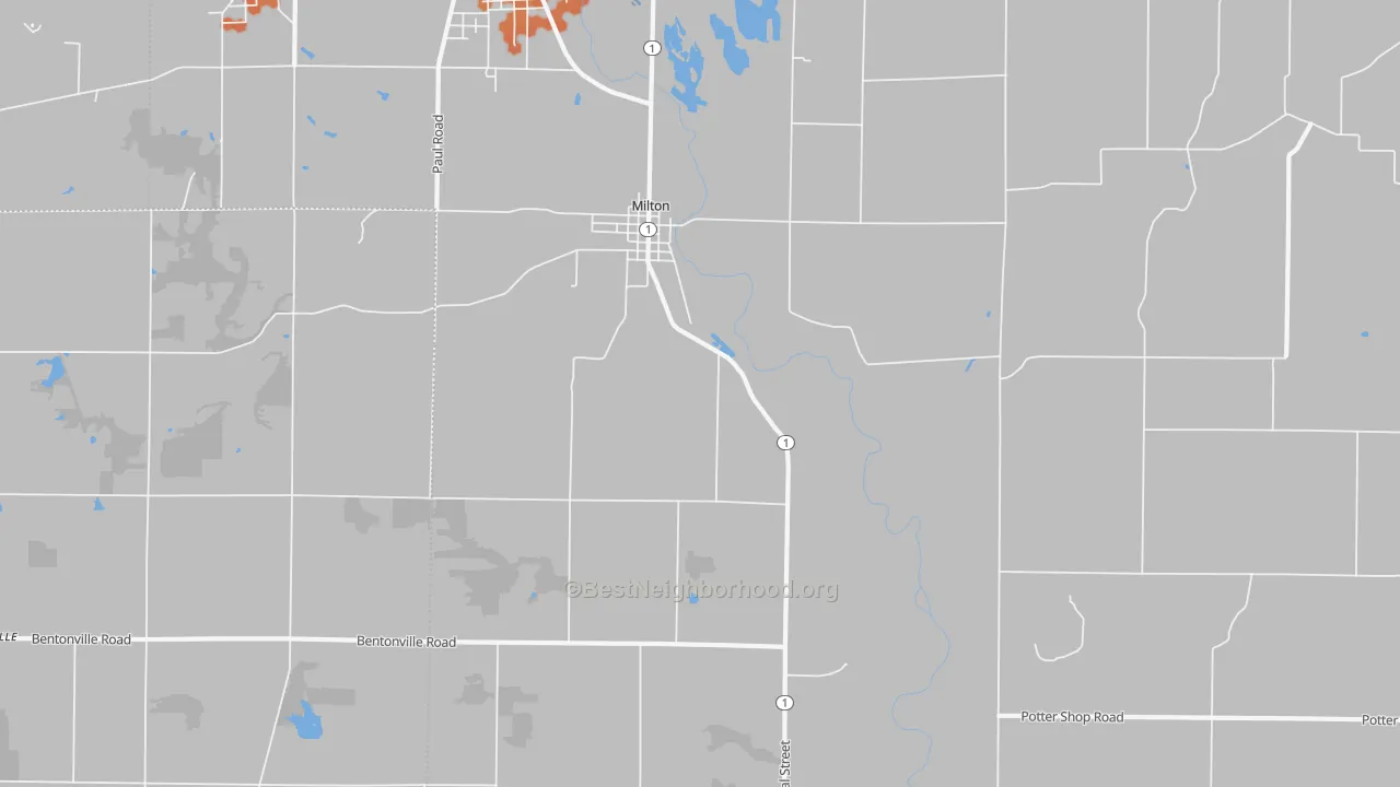 Bike Grade map of 47357, IN