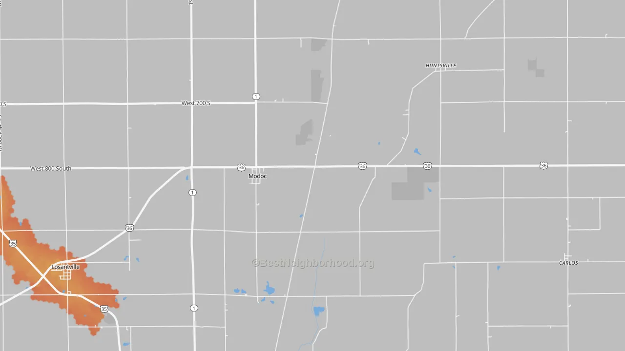 Bike Grade map of 47358, IN