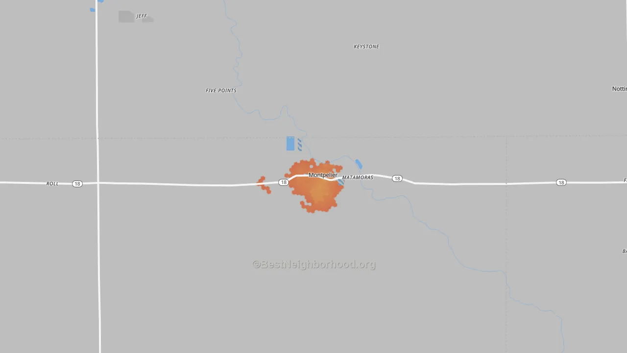 Bike Grade map of 47359, IN