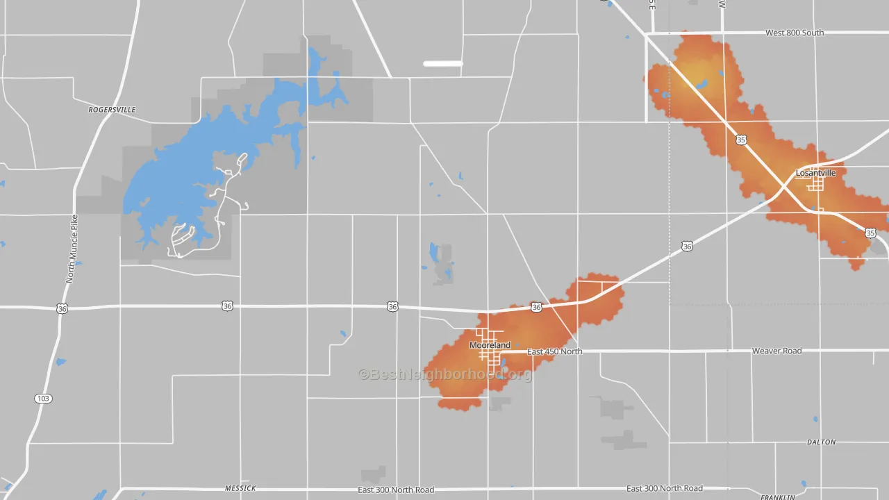 Bike Grade map of 47360, IN