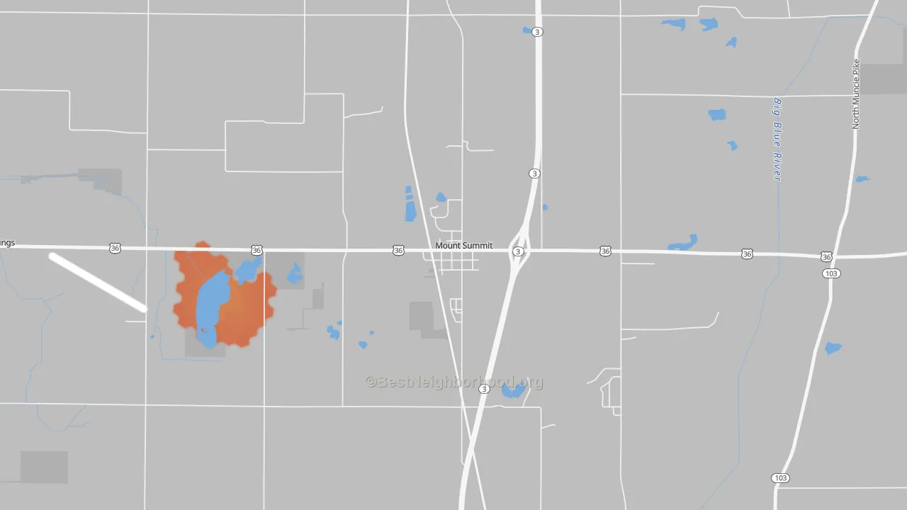 Bike Grade map of 47361, IN