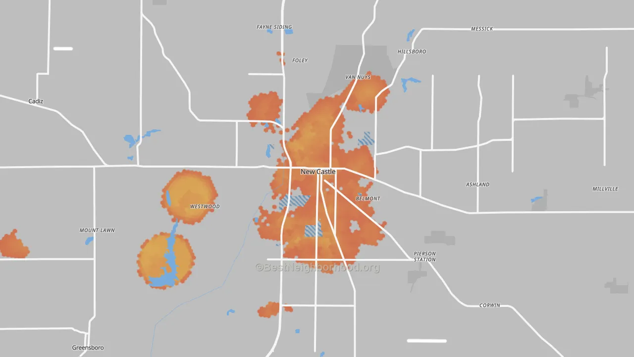 Bike Grade map of 47362, IN