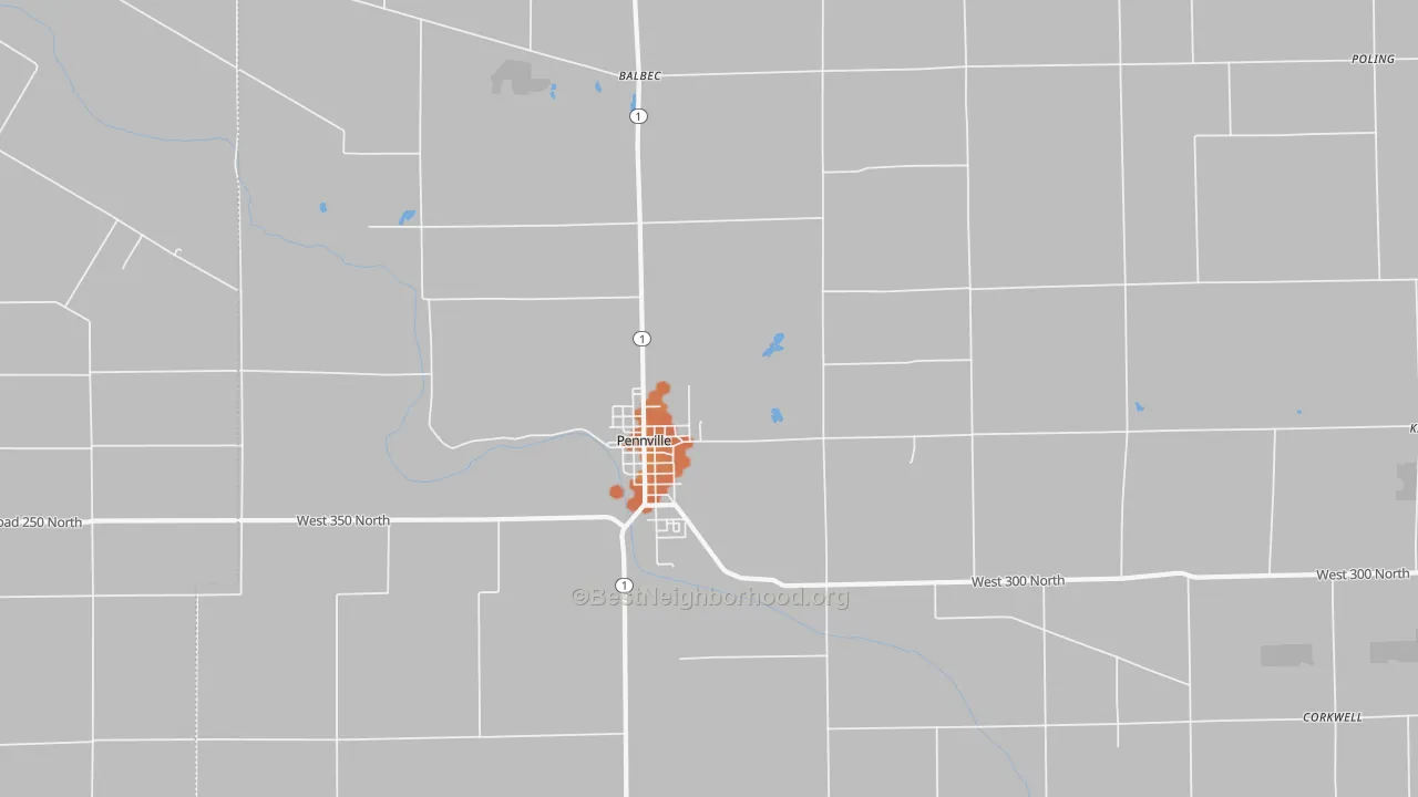 Bike Grade map of 47369, IN