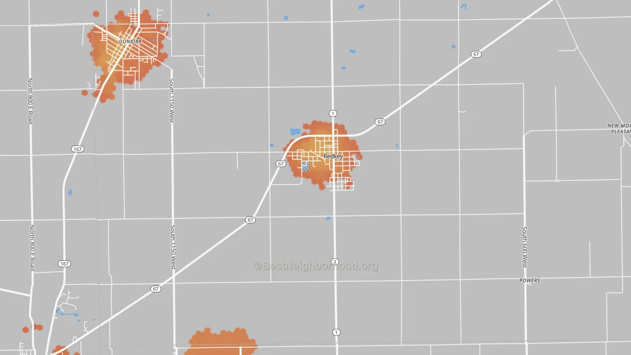 Bike Grade map of 47373, IN