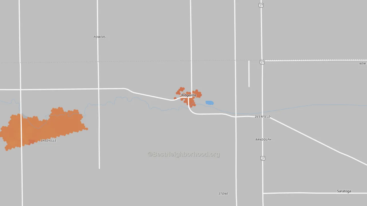 Bike Grade map of 47380, IN