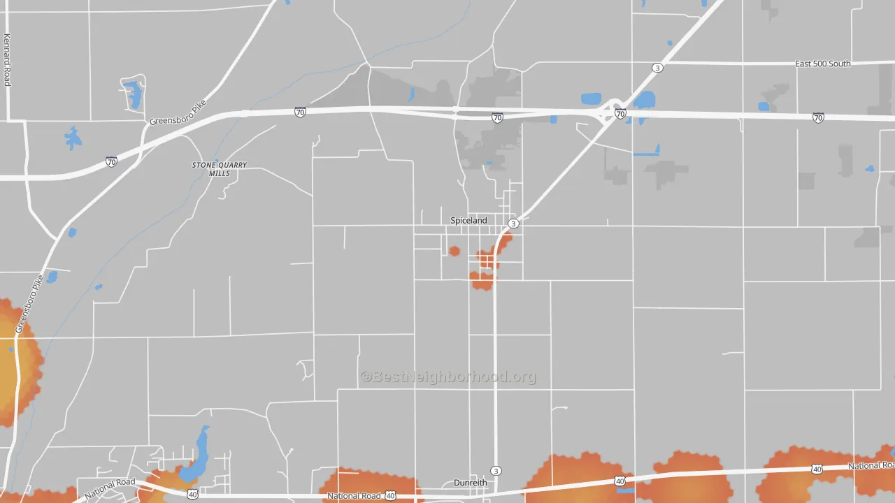 Bike Grade map of 47385, IN