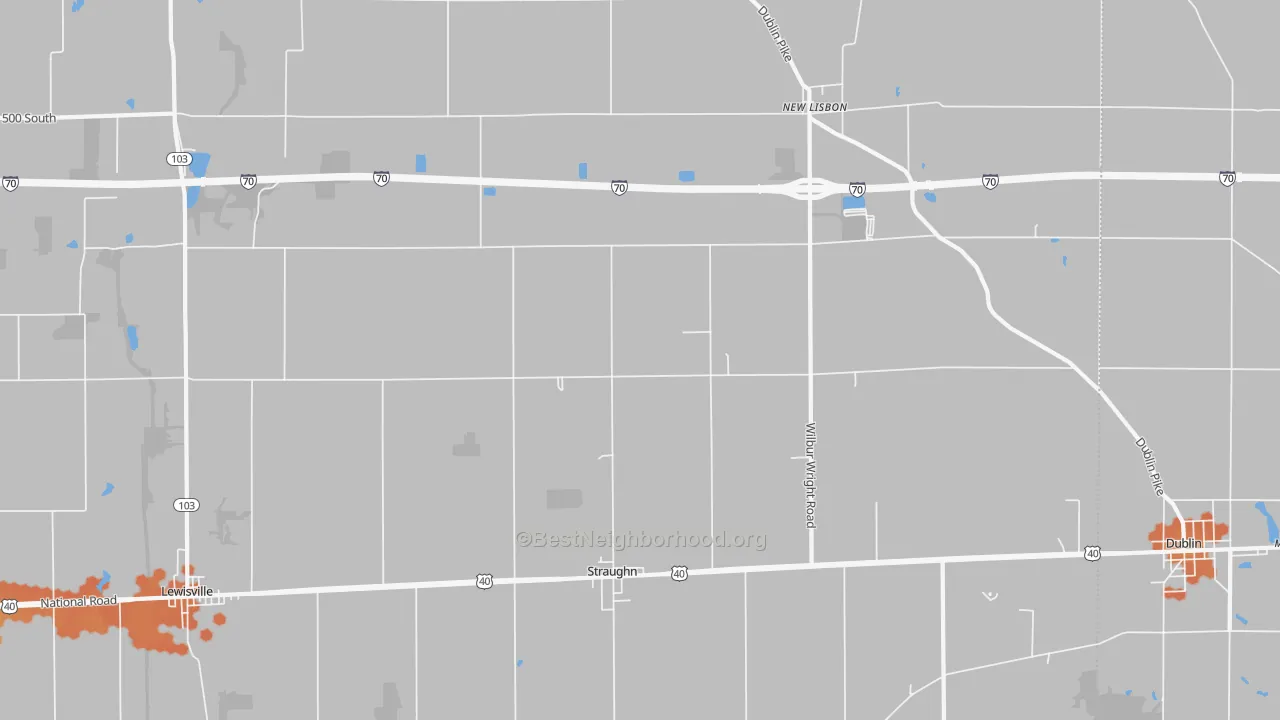 Bike Grade map of 47387, IN