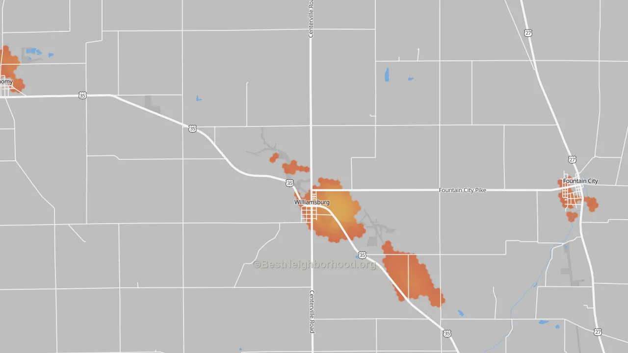 Bike Grade map of 47393, IN