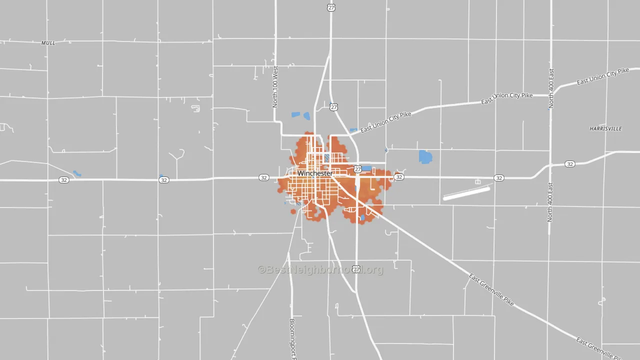 Bike Grade map of 47394, IN