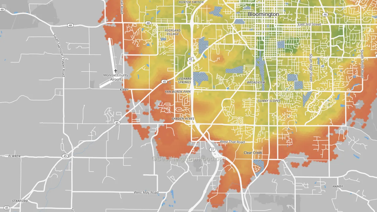 Bike Grade map of 47403, IN