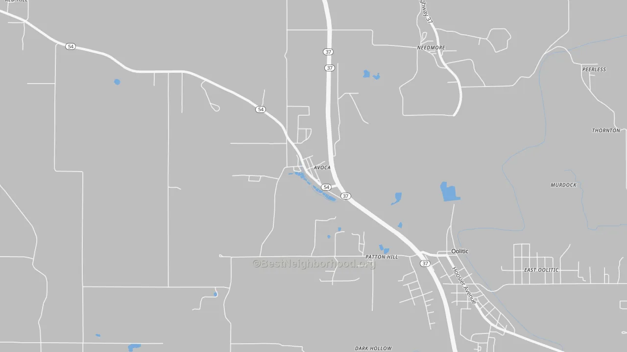 Bike Grade map of 47420, IN