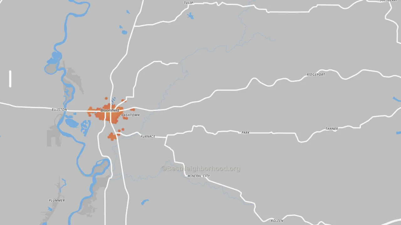 Bike Grade map of 47424, IN