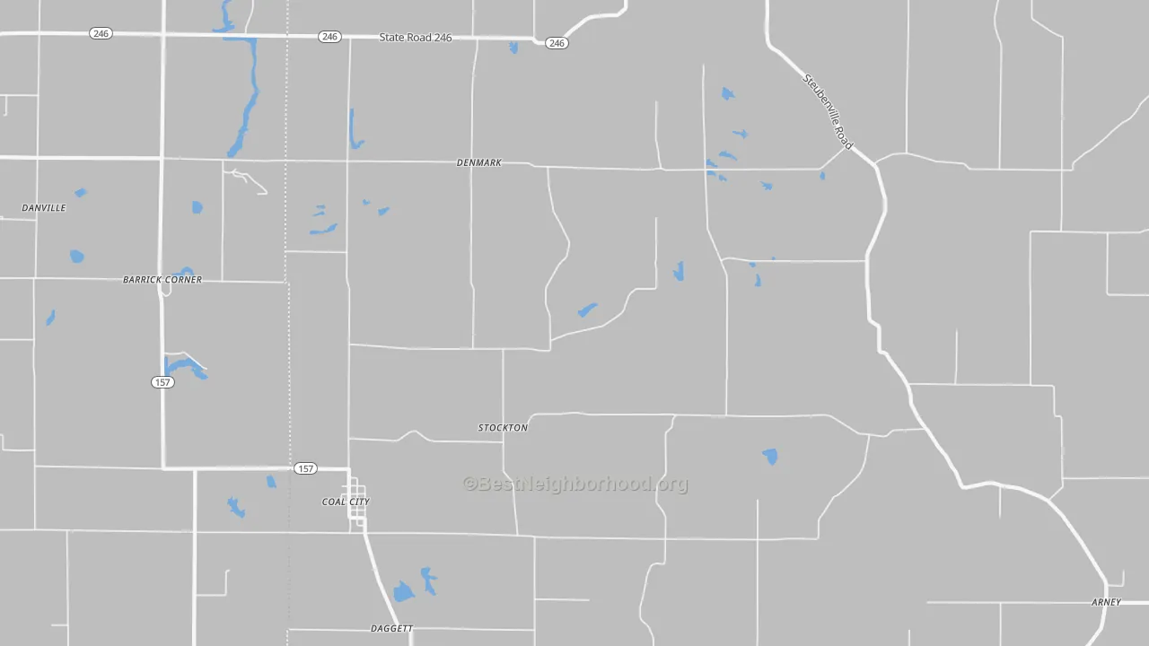 Bike Grade map of 47427, IN